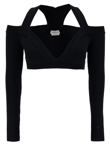 Cropped Top With Shoulders Cut-out In Stretch Viscose Blend Woman - Alexander McQueen - Modalova