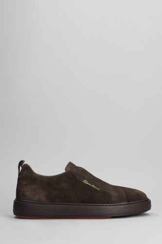 Santoni Laceless Sneakers In Suede - Santoni - Modalova