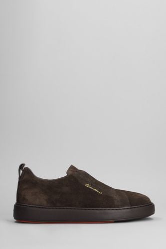 Santoni Laceless Sneakers In Suede - Santoni - Modalova