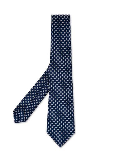 Kiton Navy Blue Tie With Daisies - Kiton - Modalova