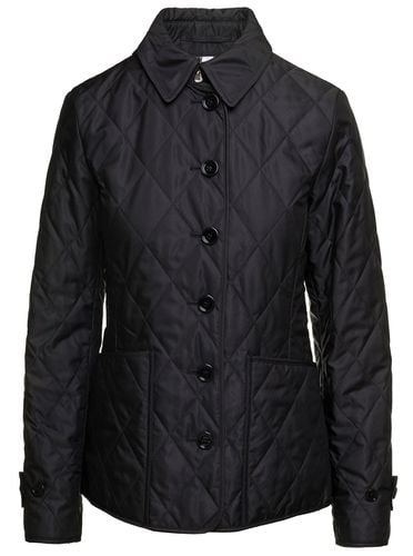 Single-breasted Down Jacket With Quilted Texture In Stretch Fabric Woman - Burberry - Modalova