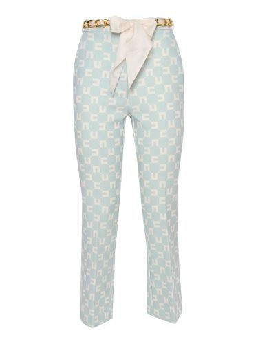 Light Blue Tousers With Logo - Elisabetta Franchi - Modalova