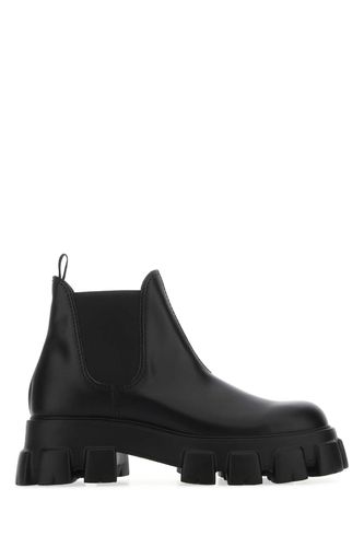 Black Leather Monolith Ankle Boots - Prada - Modalova