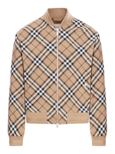 Harrington Jacket In Wool Blend Check - Burberry - Modalova