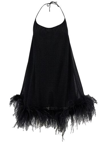 Mini Dress With Halterneck And Feathers In Polyamide Blend Woman - Oseree - Modalova