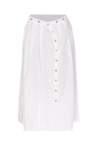 Popeline Skirt With Metallic Buttons - Pinko - Modalova