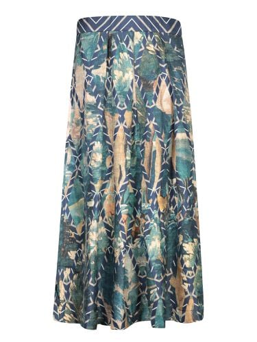 Long Turquoise Patterned Silk Skirt - Pierre-Louis Mascia - Modalova