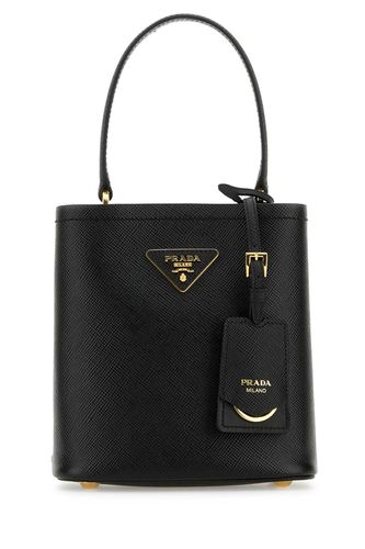 Black Leather Small Panier Handbag - Prada - Modalova