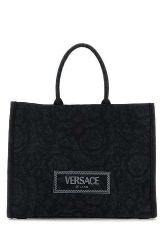 Embroidered Fabric Big Athena Shopping Bag - Versace - Modalova