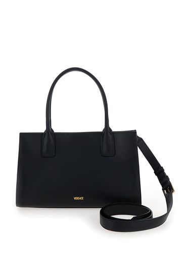 Medusa 95 Tote Bag With Logo Detail In Smooth Leather Woman - Versace - Modalova