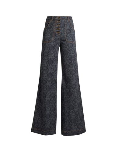 Etro Grey Flare Jeans With Print - Etro - Modalova