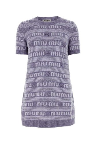 Embroidered Wool Blend Mini Sweater Dress - Miu Miu - Modalova