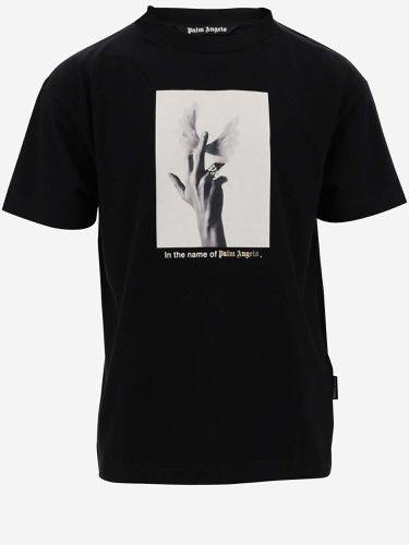 Cotton T-shirt With Graphic Print - Palm Angels - Modalova