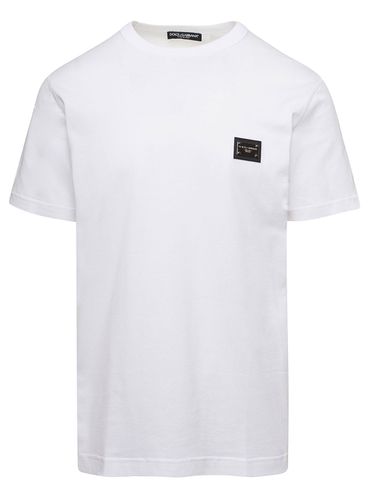 Crewneck T-shirt With Logo Plate In Cotton Man - Dolce & Gabbana - Modalova