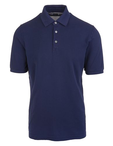 Dark Polo Shirt In Light Piqué Cotton - Fedeli - Modalova