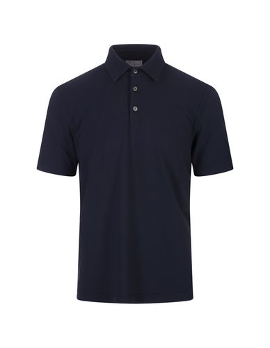 Short-sleeved Polo Shirt In Navy Cotton - Fedeli - Modalova