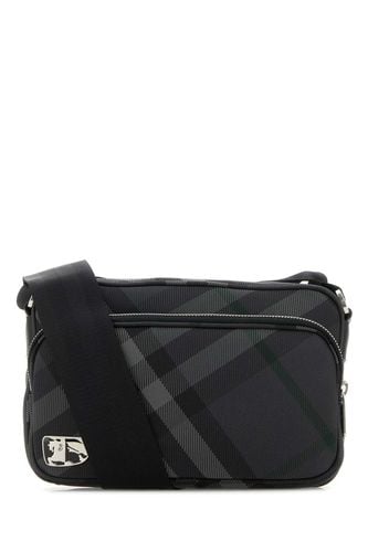 Embroidered Cavnas Grid Crossbody Bag - Burberry - Modalova