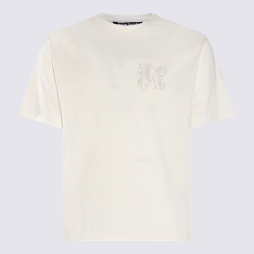 Off White Cotton Monogram T-shirt - Palm Angels - Modalova