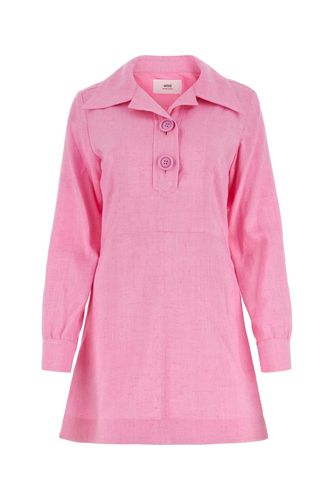 Melange Pink Stretch Viscose Shirt Dress - Ami Alexandre Mattiussi - Modalova