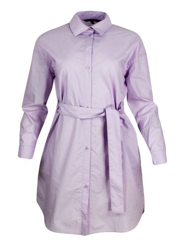 Dress Made Of Soft Cotton With Long Sleeves, With Button Closure On The Front And Belt - Armani Collezioni - Modalova