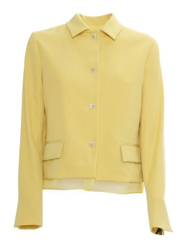 Wool Linen Hopsack Fitted Jacket With Organza Band - Fabiana Filippi - Modalova