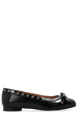 Ganni Eyelet Bow Ballerinas - Ganni - Modalova