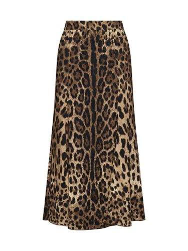 Leopard Print Jersey Midi Skirt - Dolce & Gabbana - Modalova