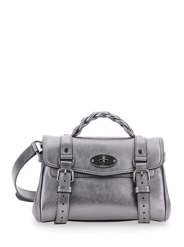 Alexa Mini Silver Colored Handbag With Braided Handle And Adjustable Shoulder Strap In Leather Woman - Mulberry - Modalova