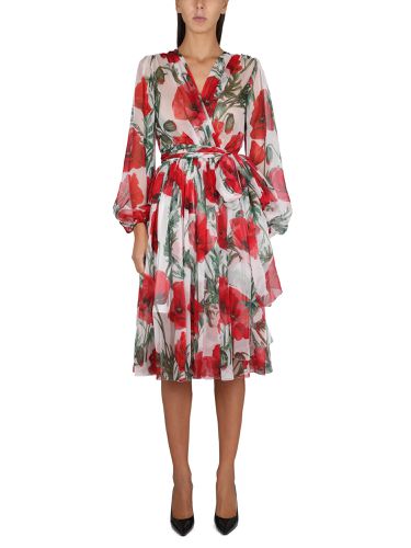 Chiffon Longuette Dress - Dolce & Gabbana - Modalova