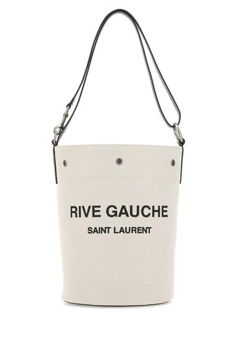 Ivory Canvas Rive Gauche Bucket Bag - Saint Laurent - Modalova