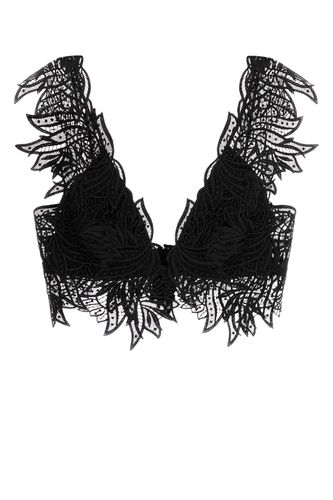 Black Lace Crop-top - Alberta Ferretti - Modalova