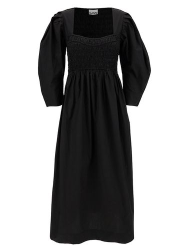 Maxi Dress With Balloon Sleeves In Cotton Woman - Ganni - Modalova