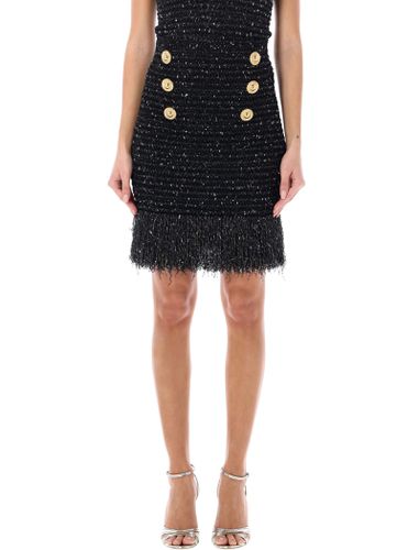 Balmain Fringed Lurex Tweed Skirt - Balmain - Modalova