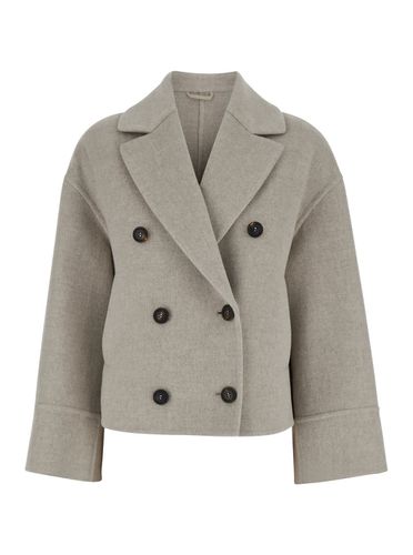 Double-breasted Short Coat With Wide Revers In Wool And Cashmere Woman - Brunello Cucinelli - Modalova