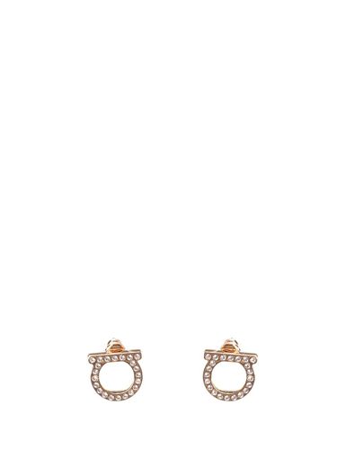 Gancini Crystals Large Earrings - Ferragamo - Modalova