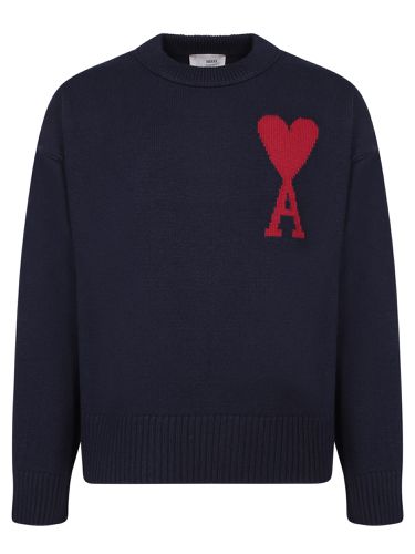 Crew Neck Sweater With Logo - Ami Alexandre Mattiussi - Modalova