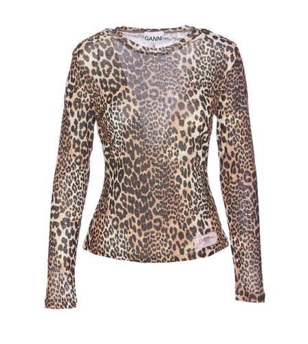 Ganni Printed Marl Longsleeves Top - Ganni - Modalova