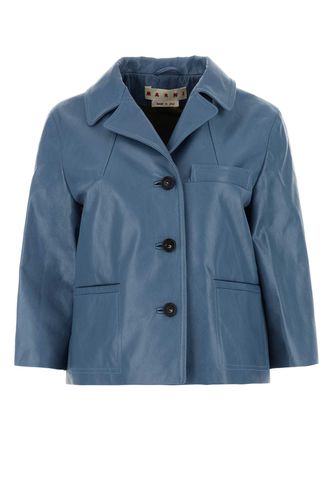 Marni Cerulean Blue Leather Blazer - Marni - Modalova