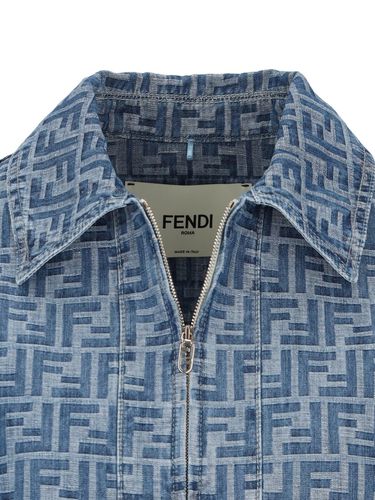 Ff Chambray Denim Crop Zip Jacket - Fendi - Modalova