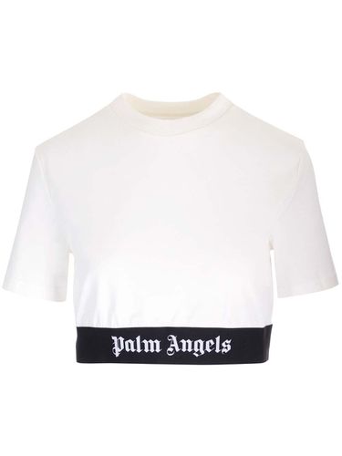 Cropped T-shirt With Logo Band - Palm Angels - Modalova
