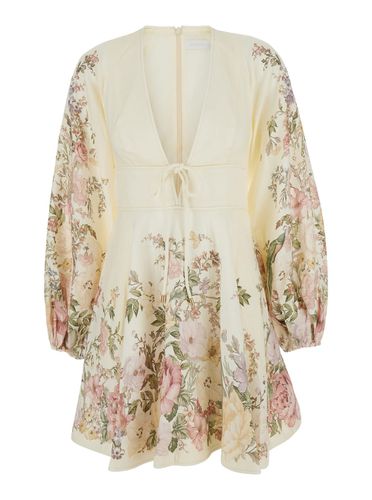 Waverly Mini Dress With Floreal Print In Linen Woman - Zimmermann - Modalova