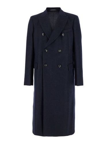 Double-breasted Long Coat With Peak Revers In Wool Man - Emporio Armani - Modalova