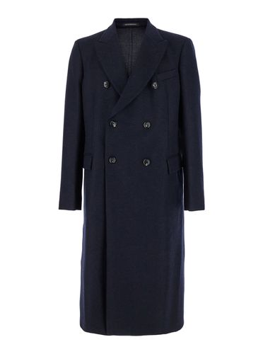 Double-breasted Long Coat With Peak Revers In Wool Man - Emporio Armani - Modalova