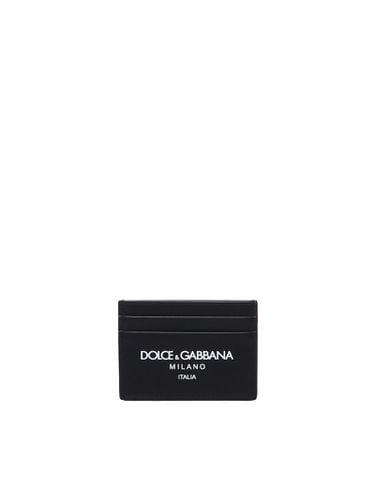 Leather Card Holder With Logo - Dolce & Gabbana - Modalova