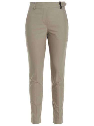 Boyfit Cigarette Trousers In Stretch Cotton Twill With Waist Loop Embellished With Jewels - Brunello Cucinelli - Modalova