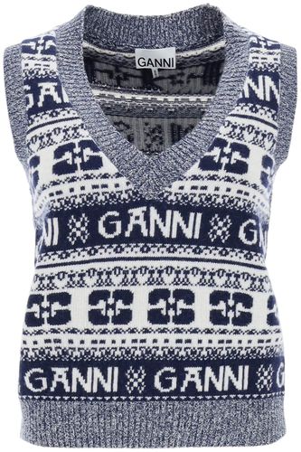 Ganni Logo Wool Mix Vest - Ganni - Modalova