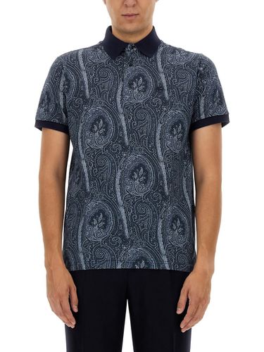 Navy Polo Shirt With Paisley Print - Etro - Modalova