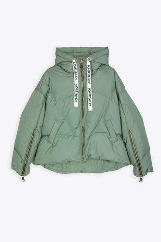 Khris Iconic Sage green matt nylon hooded puffer jacket - Khris Iconic - Khrisjoy - Modalova