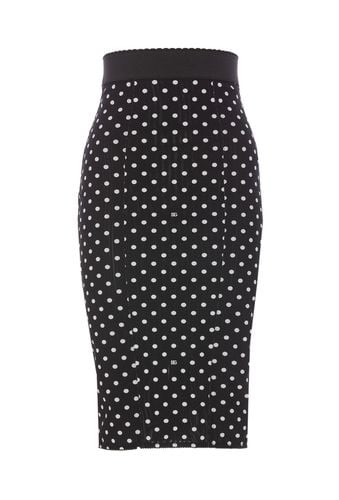 Marquisette Pencil Skirt With Polka Dot Print And Corset Detail - Dolce & Gabbana - Modalova