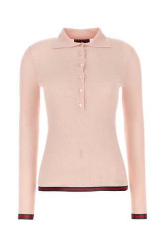 Light Pink Cashmere Blend Polo Shirt - Gucci - Modalova